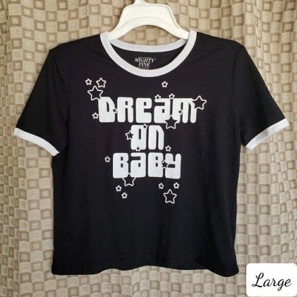 Mighty Fine Tops - Women's Dream On Baby Y2K Cropped Tee Size L Retro Vibes Perfect Festival